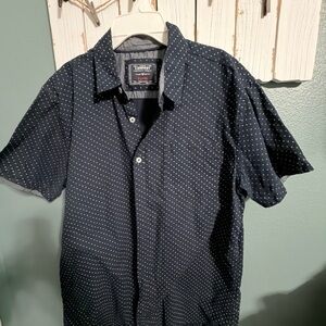 Navy Polka Dot Casual Button Down Shirt